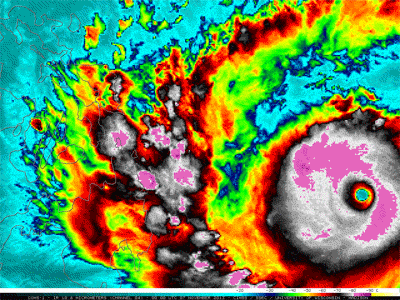 On November 7, 2013, Typhoon Haiyan (Yolanda in the Philippines) made landfall, with imated wind speeds of ~315 km/hr - the strongest <a href="/earth/Atmosphere/hurricane/intensity.html&edu=high&dev=1/windows.html">tropical cyclone</a> to make landfall in recorded history.  As Haiyan moved across the Philippines before reaching Vietnam and China, its <a href="/earth/Atmosphere/wind.html&edu=high&dev=1/windows.html">winds</a> and <a href="/earth/Atmosphere/hurricane/surge.html&edu=high&dev=1/windows.html">storm surge</a> left devastation in its wake, leading to massive loss of life, destruction of homes, and hundreds of thousands of displaced inhabitants. <a href="http://www.cnn.com/2013/11/09/world/iyw-how-to-help-typhoon-haiyan/index.html">How to Help</a><p><small><em>Image courtesy of COMS-1, SSEC, University of Wisconsin-Madison</em></small></p>