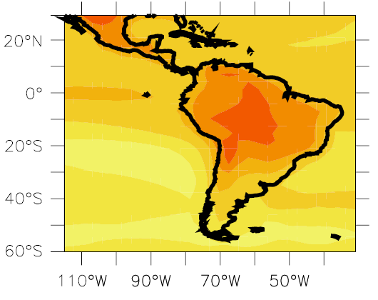 South America temperatures