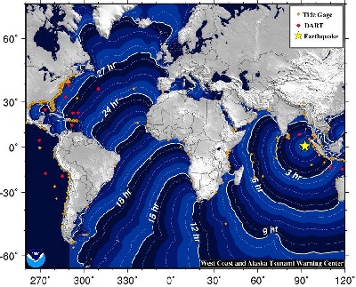 An <a href="http://earthquake.usgs.gov/earthquakes/recenteqsww/Quakes/usc000905e.php">8.6 magnitude earthquake</a> struck on 11 April 2012 off of Banda Aceh, Sumatra, Indonesia, followed by a strong aftershock.  Earthquake motion was primarily horizontal.  A tsunami warning was issued for the Indian Ocean, but was cancelled at 12:36 UTC.  A tsunami was observed at 1 meter or less. Find out more about <a href="/earth/geology/quake_1.html&edu=elem">earthquake</a> and <a href="/earth/tsunami1.html&edu=elem">tsunami</a> processes. Check out the resources <a href="/teacher_resources/2011_AGU-NESTA_GIFT_Workshop.html&edu=elem">here</a>.<p><small><em>NOAA</em></small></p>