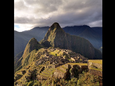 <a href="/mythology/inti_sun.html&edu=elem">Inti</a> was considered the Sun god and the ancestor of the Incas. Inca people were living in South America in the ancient Peru. In the remains of the city of Machu Picchu, it is possible to see a shadow clock which describes the course of the Sun personified by Inti. Inti and his wife <a href="/mythology/pachamama_earth.html&edu=elem">Pachamama</a>, the Earth goddess, were regarded as benevolent deities.<p><small><em>Image courtesy of Martin St-Amant (Wikipedia).  Creative Commons Attribution 3.0 Unported License.</em></small></p>