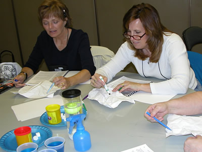 Teachers participating in one of our workshops at the NSTA National Conference 
on Science Education. Our workshops typically include numerous hands-on 
activities, to give participants a chance to get real experience with our 
materials.<p><small><em>Image courtesy of Windows to the Universe</em></small></p>