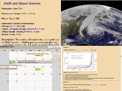 Looking for a way to organize your course materials?  Windows to the Universe is now offering course support to K-12 teachers including hosted course pages, course calenders, student quizzes, and homework download/upload capability.  Visit our <a href="http://www.windows2universe.org/membership.html">membership page</a> for more information!  Windows to the Universe is a project of the <a href="http://www.nestanet.org">National Earth Science Teachers Association</a>.<p><small><em>Windows to the Universe </em></small></p>